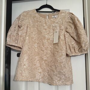Endless Rose Beige Floral Textured Blouse